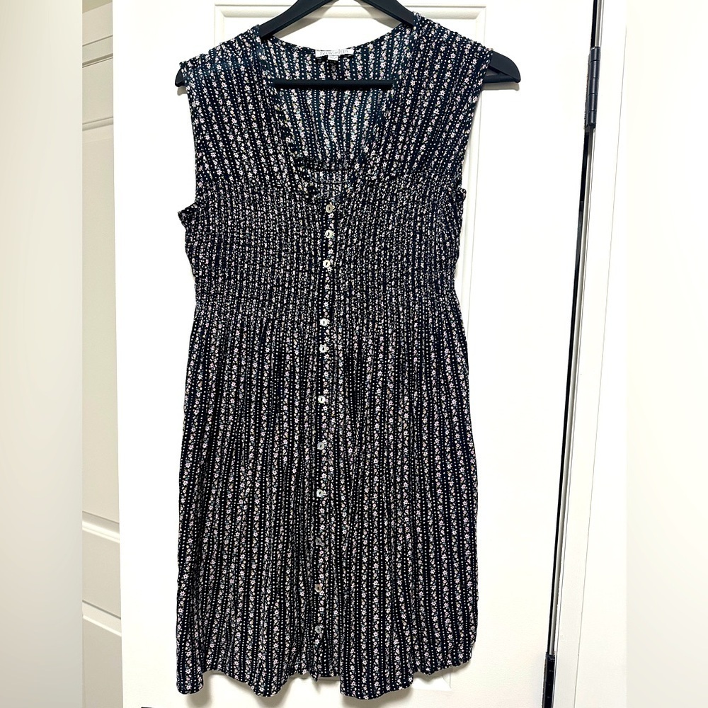 Patrons of Peace Floral Black Pink Baby Doll Mini Dress Size Small Women’s